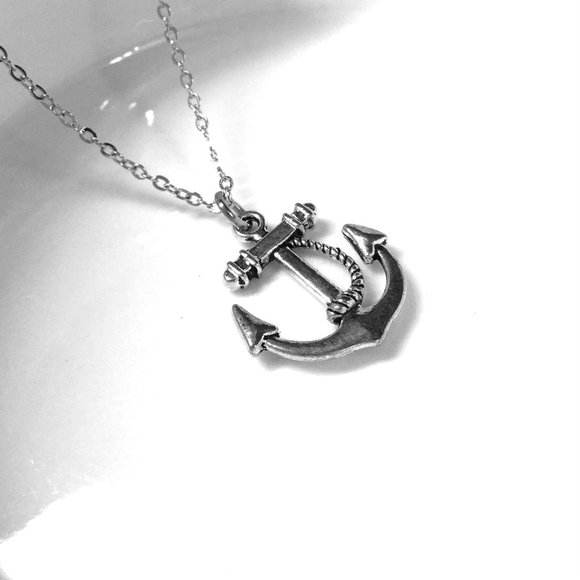 Miniature Anchor Rope Charm Necklace - Picture 2 of 2